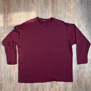 Bleusalt Malibu V-Neck Long Sleeve Top - Burgundy/Wine - Size 1